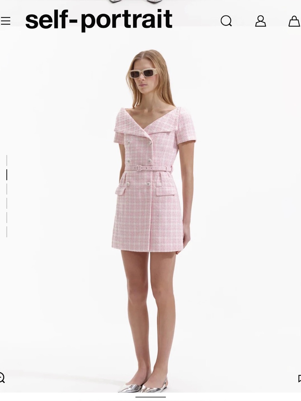 self-portrait Pink Boucle off shoulder Mini Dress - Picture 5 of 10